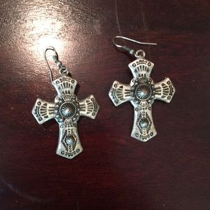 Silver cross earrings